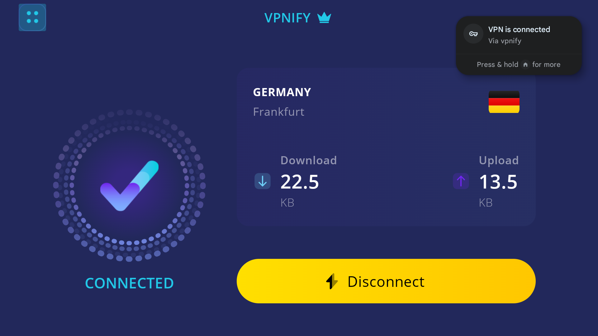 SCREENSHOT: Uspešno startovan VPN